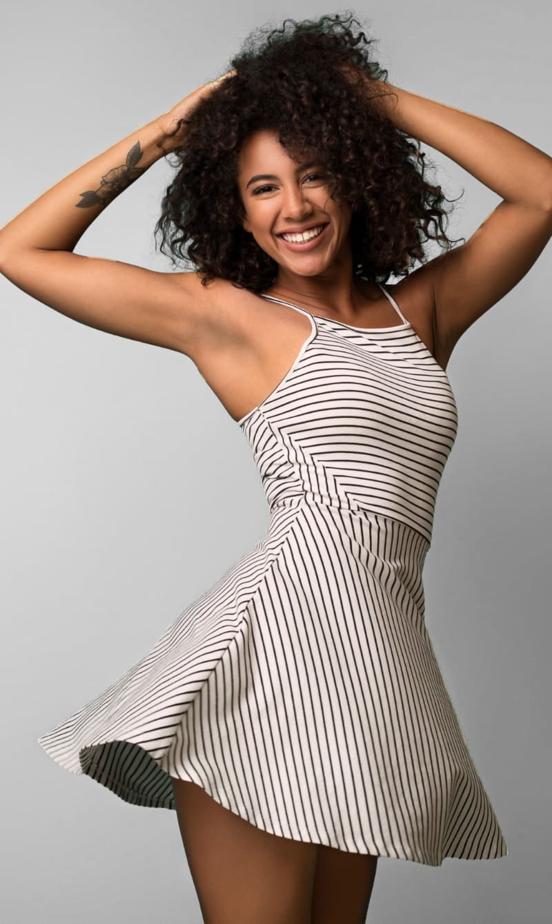 Smiling woman wearing a summer dress