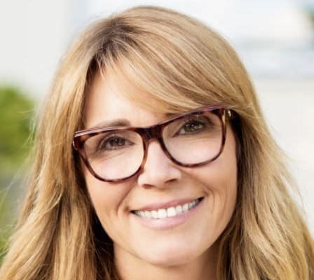 Smiling woman wearing glasses