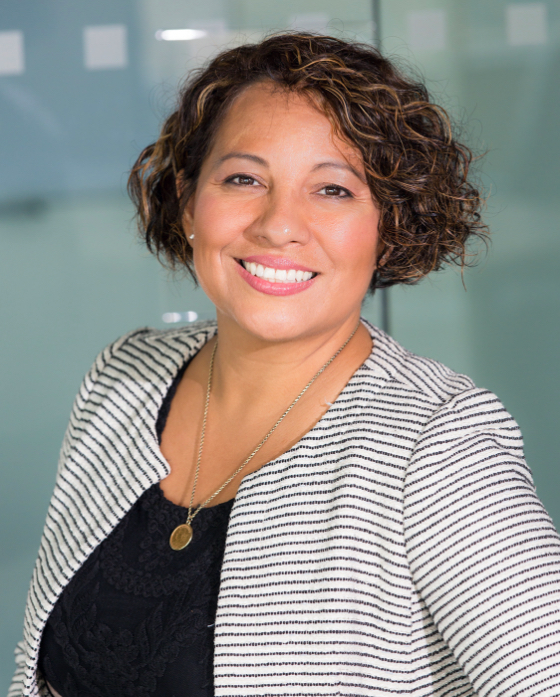 Smiling woman with brown hair