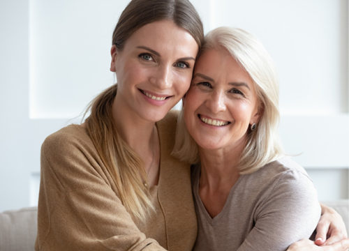 Woman hugging her mom